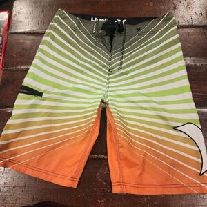Hurley Men's Green and Orange Swim Shorts